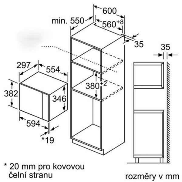 Lò vi sóng âm tủ Bosch BFL523MS0H 9 kích thước Lò vi sóng BOSCH BFL523MS0H