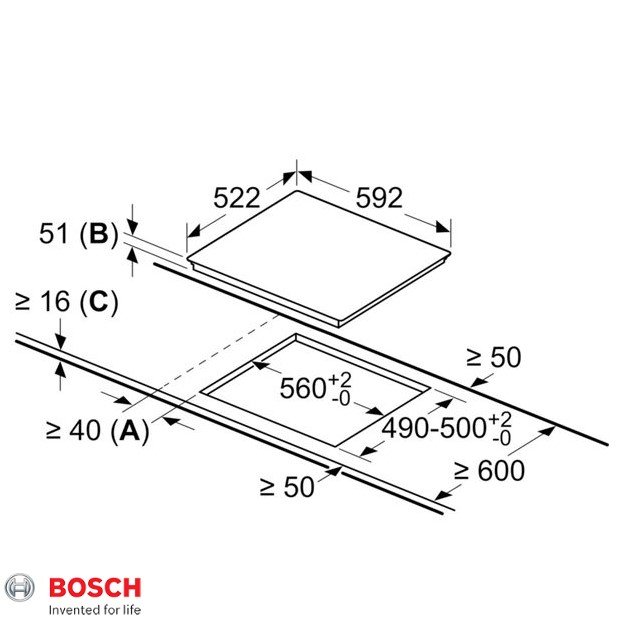 Bếp từ 3 vùng nấu Bosch PVJ611FB5E 9 Kích thước Bếp từ 3 vùng nấu Bosch PVJ611FB5E