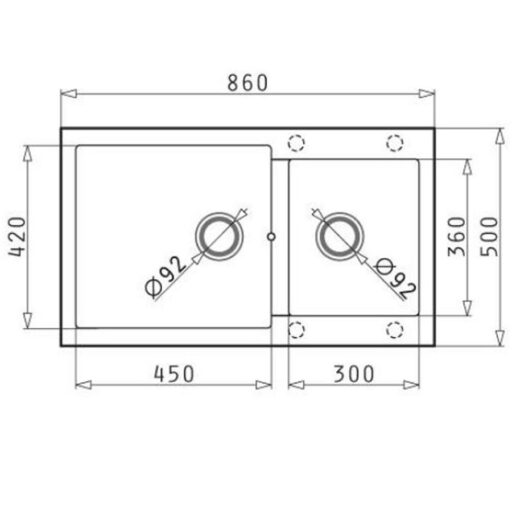 Chậu rửa đá BOSCH PYRAGRANITE ALAZIA (86X50) 1 3/4B 3 chau da bosch pyragranite alazia 86x50 1 34b 1