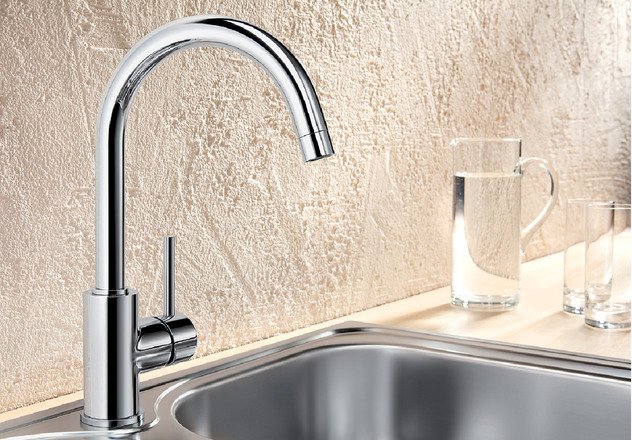 Vòi rửa bát Blanco MIDA Chrome 6 Vòi cong hiện đại