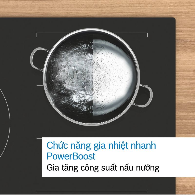 Chức năng bếp từ Bosch PPI82560MS bếp đôi 2 vùng nấu Serie 8 Chức năng bếp từ Bosch PPI82560MS bếp đôi 2 vùng nấu Serie 8