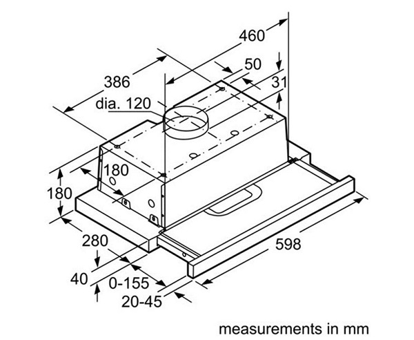 Máy Hút Khói Khử Mùi Bosch DHI623GSG 9 Kích thước máy hút mùi BOSCH DHI623GSG
