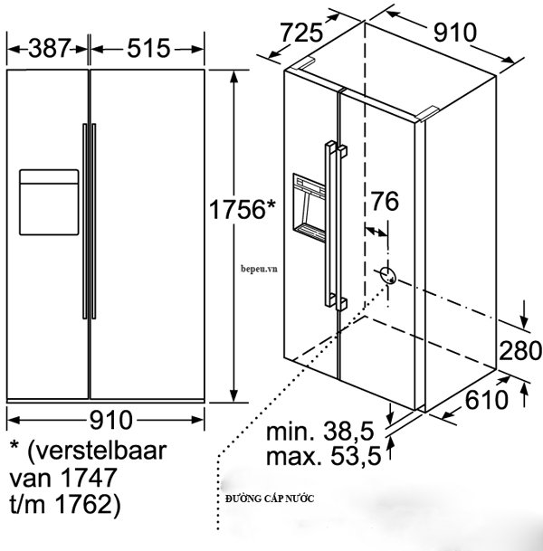 Tủ Lạnh Side By Side Bosch KAD92SB30 7 THÔNG SỐ KỸ THUẬT CỦA TỦ LẠNH BOSCH KAD92SB30