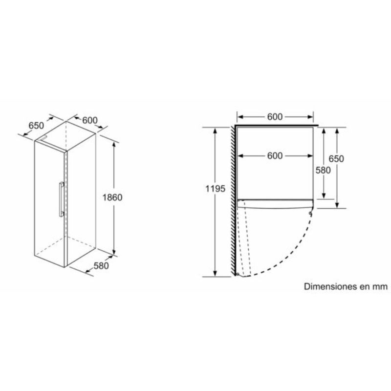 Kích thước tủ lạnh 1 cánh mini 348 lít Bosch KSV36VIEP Kích thước tủ lạnh 1 cánh mini 348 lít Bosch KSV36VIEP