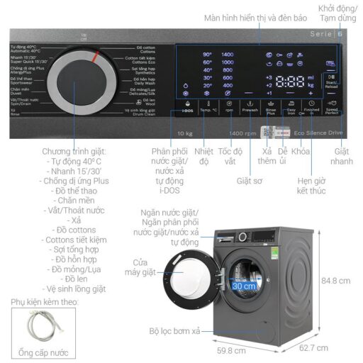 Máy giặt Bosch 10kg WGG254A0VN cửa trước 6 Chi tiết máy giặt Bosch 10kg WGG254A0VN cửa trước