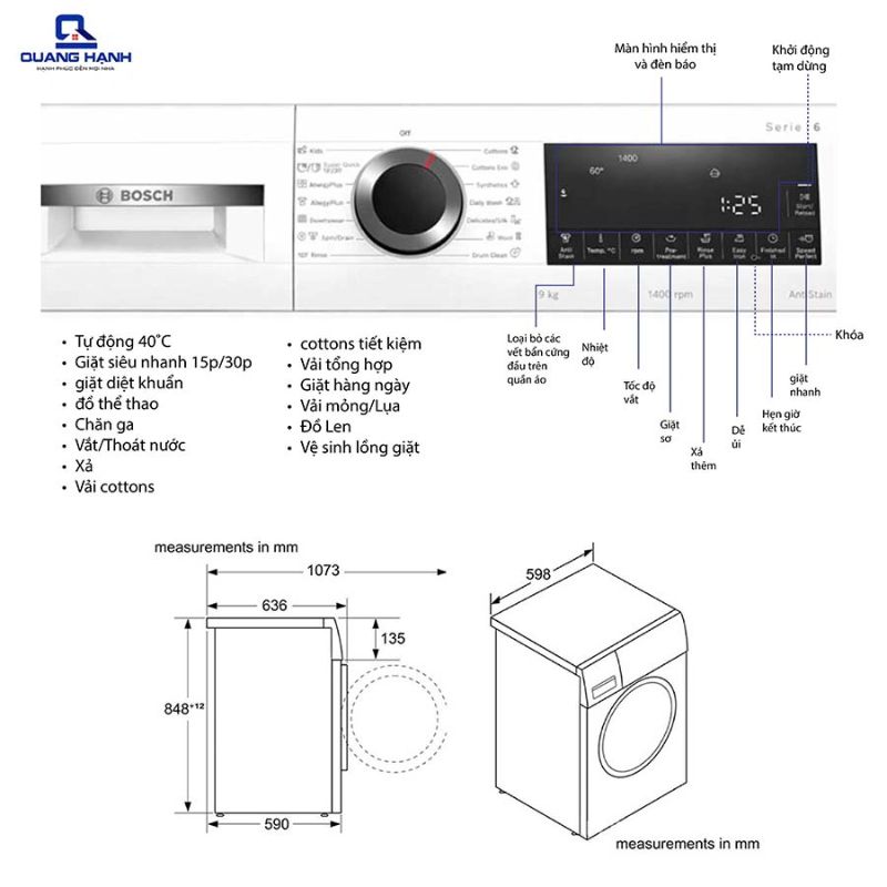 Máy giặt quần áo Bosch WGG24400SG Máy giặt quần áo Bosch WGG24400SG