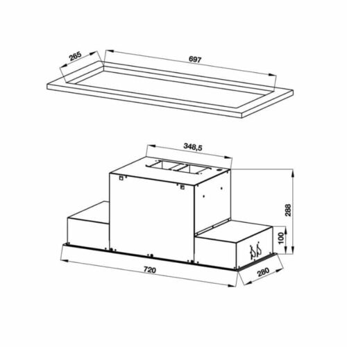kích thước của máy hút mùi âm tủ Hafele HH-BI72A 533.80.027