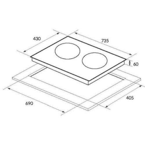 Kích thước bếp từ đôi Eurosun EU-T756 lắp âm