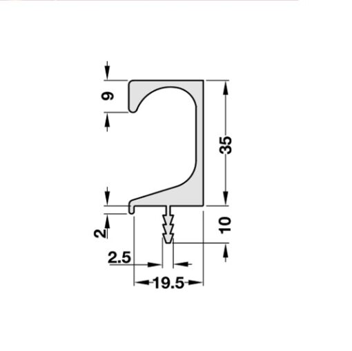 126.27.905_1 Tay Nắm Dạng Thanh Nhôm 3000mm Hafele 126.27.905