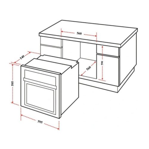 Kích thước lò nướng Chefs EH-BO600B