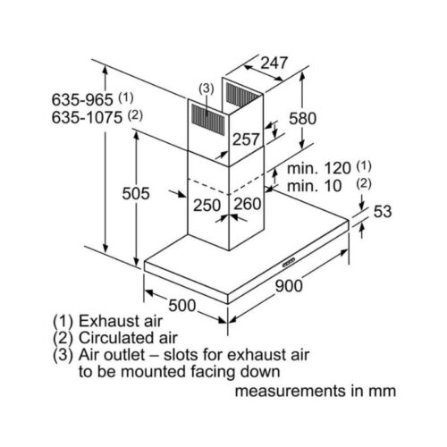 Kích thước máy hút mùi Bosch DWB97DM50B