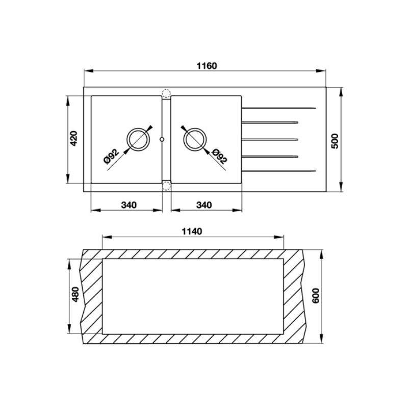 kích thước của Chậu rửa chén bát Hafele HS G11650 565.83.241 kích thước của Chậu rửa chén bát Hafele HS G11650 565.83.241