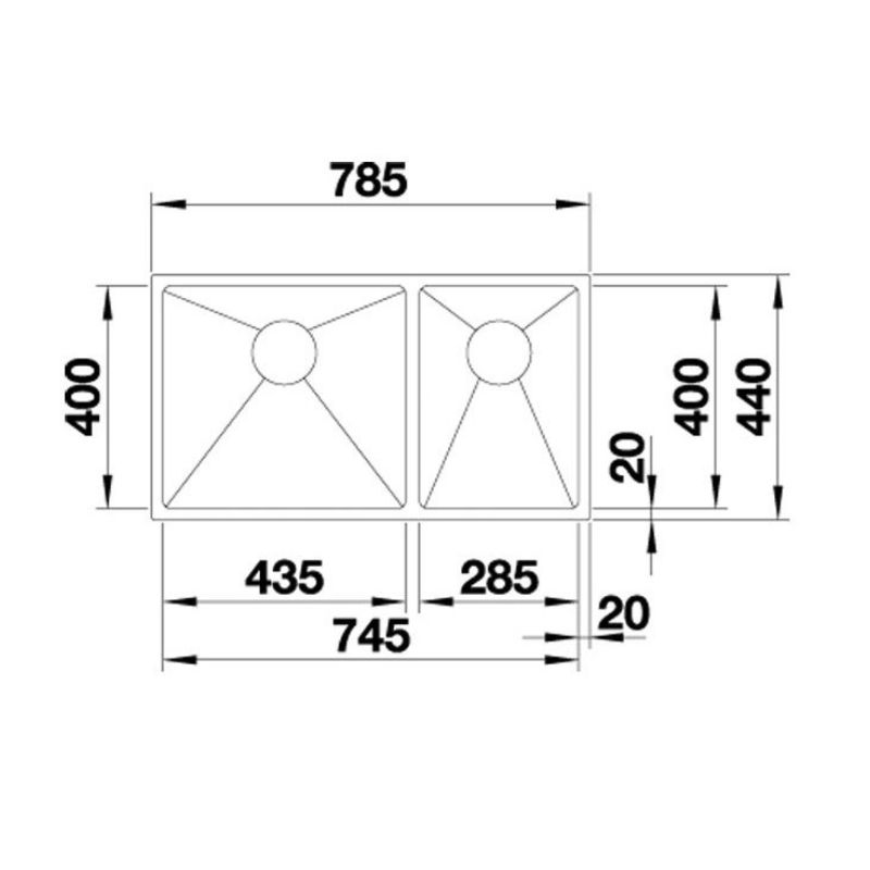 kích thước của Chậu rửa chén bát Hafele Blanco - Quatrus R15 435/285-IU 570.27.170 kích thước của Chậu rửa chén bát Hafele Blanco - Quatrus R15 435/285-IU 570.27.170