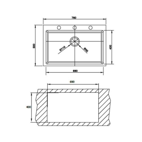 Chậu rửa chén bát Hafele HS G7650 565.84.281 4 kích thước của Chậu rửa chén bát Hafele HS G7650 565.84.281