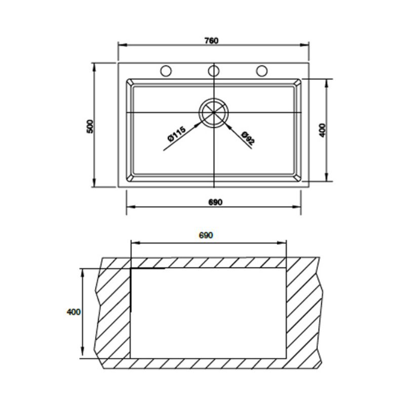 kích thước của Chậu rửa chén bát Hafele HS G7650 565.84.381 kích thước của Chậu rửa chén bát Hafele HS G7650 565.84.381