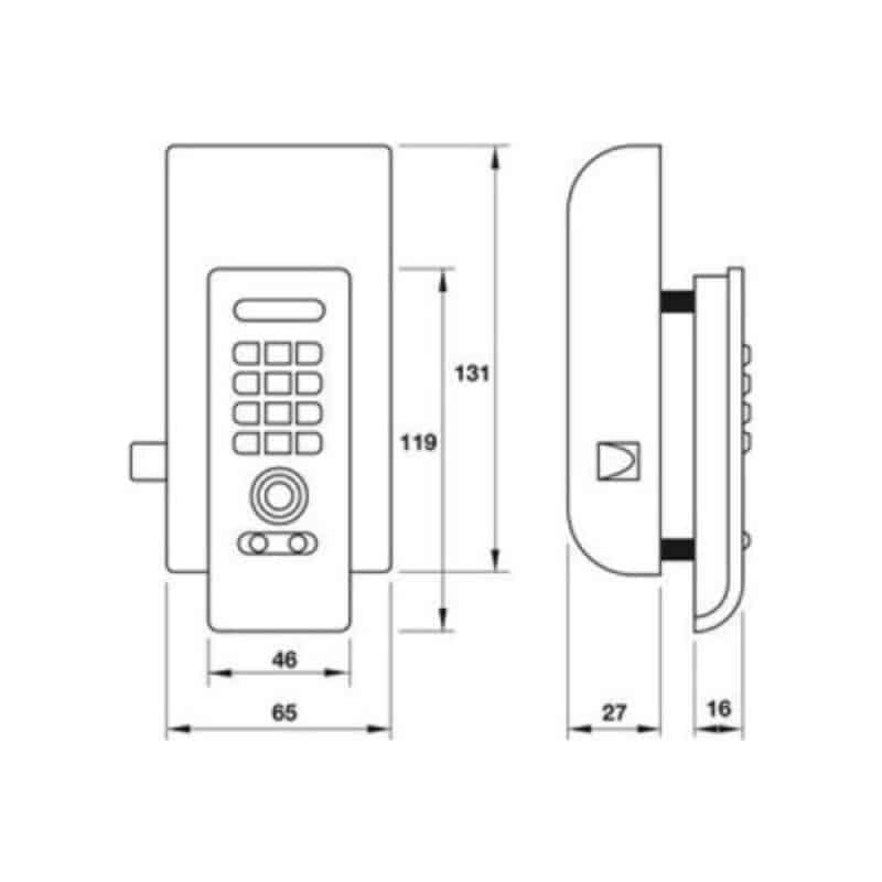 Kích thước Khóa cửa điện tử Hafele EL3300-TK 225.12.650 Kích thước Khóa cửa điện tử Hafele EL3300-TK 225.12.650