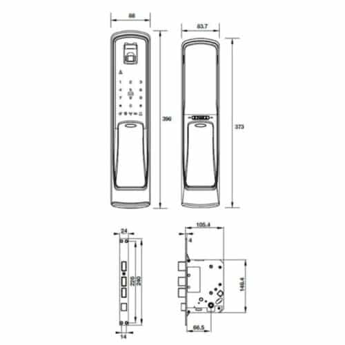 Khóa cửa điện tử Hafele EL9500-TCS 912.05.353 6 Kích thước Khóa cửa điện tử Hafele EL9500-TCS 912.05.353