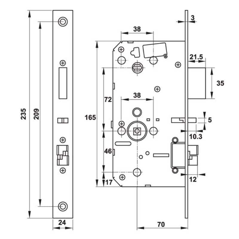 Kích thước Khóa điện tử Hafele DL7600 912.20.232 Kích thước Khóa điện tử Hafele DL7600 912.20.232