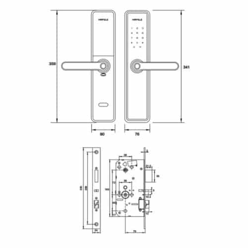 Khóa điện tử Hafele DL7600 912.20.232 5 Kích thước Khóa điện tử Hafele DL7600 912.20.232