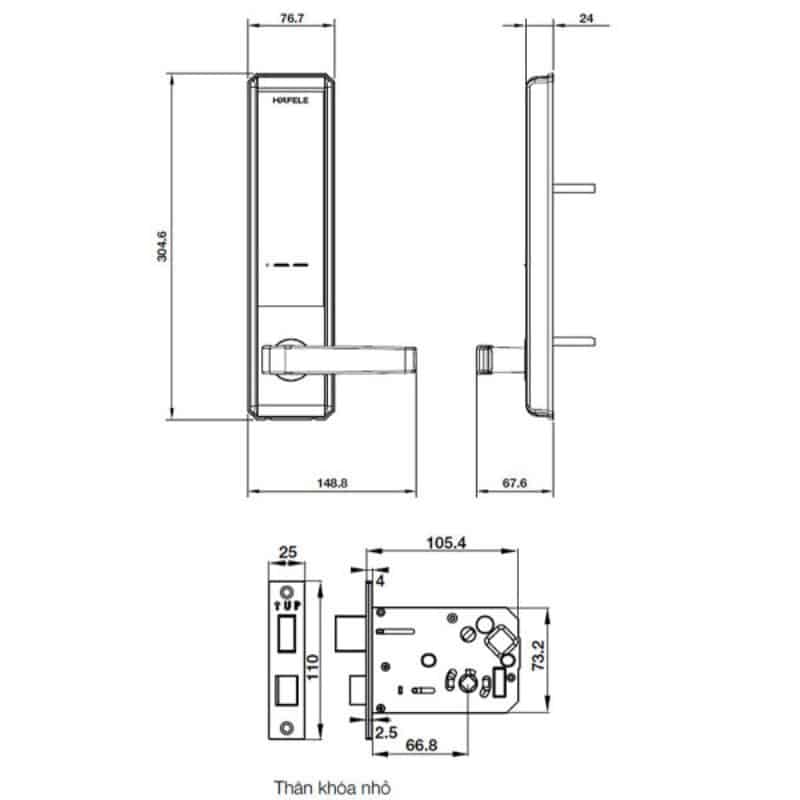 Kích thước Khóa điện tử Hafele EL7200-TC 912.05.714 Kích thước Khóa điện tử Hafele EL7200-TC 912.05.714