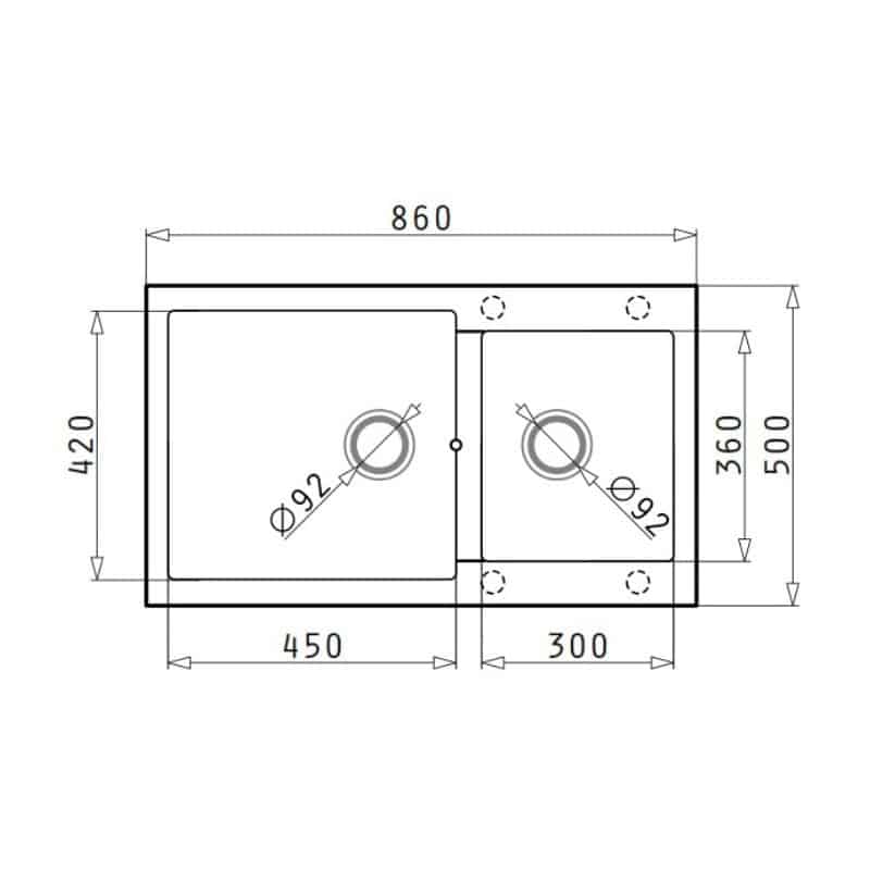 Kích thước Chậu rửa bát Hafele HS G8650 565.83.251 Chậu rửa bát Hafele HS G8650 565.83.251