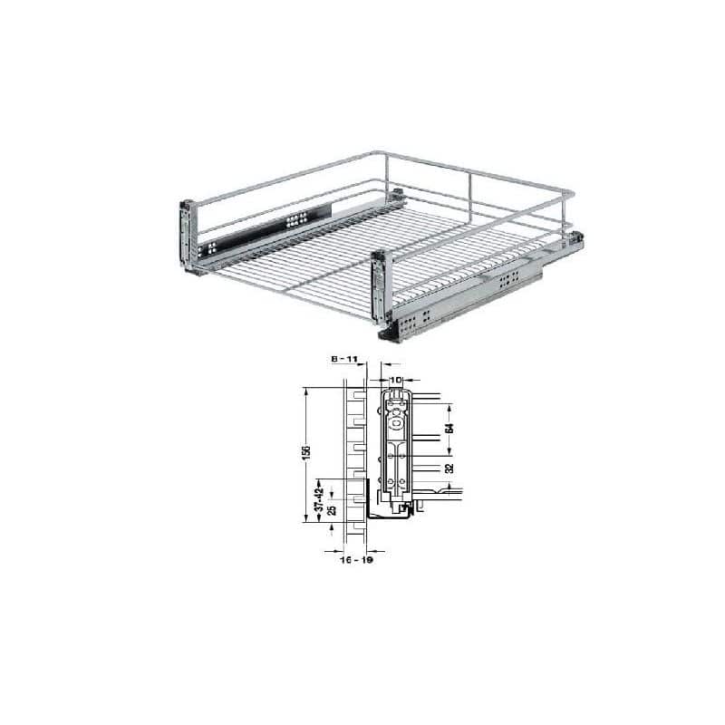 Kích thước rổ kéo tủ bếp dưới Hafele 540.24.287 Kích thước rổ kéo tủ bếp dưới Hafele 540.24.287