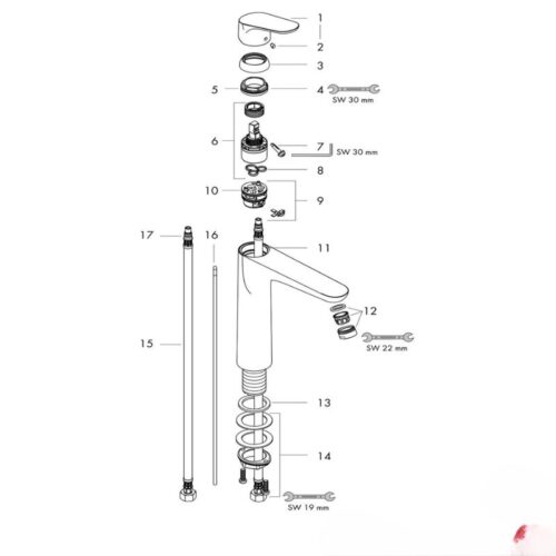 Vòi lavabo Hafele Focus 589.29.223 5 Kích thước vòi lavabo Hafele Focus 589.29.223