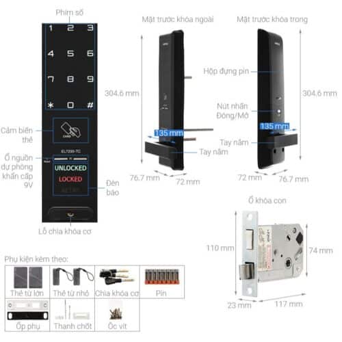 Khóa điện tử Hafele EL7200-TC 912.05.714 4 Lắp đặt Khóa điện tử Hafele EL7200-TC 912.05.714