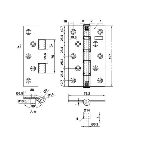 Kích thước bản lề lá Hafele Bauma 926.20.352