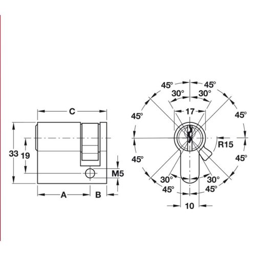 Ruột khóa 1 đầu Hafele 916.00.602, 41.5mm Đồng thau 4 Kích thước ruột khóa 1 đầu Hafele 916.00.602, 41.5mm Đồng thau