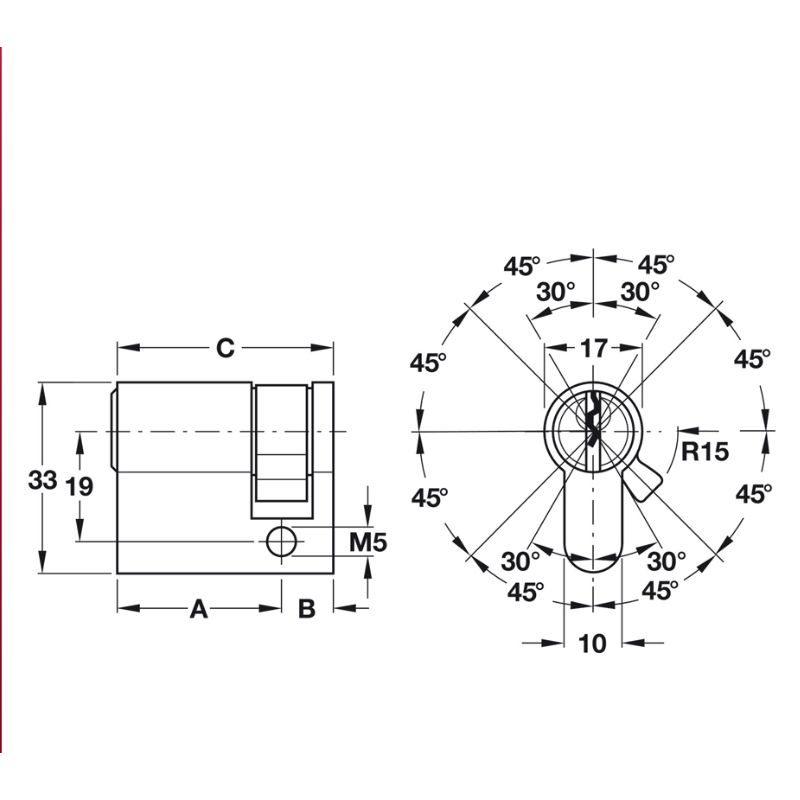 Kích thước ruột khóa 1 đầu Hafele 916.00.602, 41.5mm Đồng thau Kích thước ruột khóa 1 đầu Hafele 916.00.602, 41.5mm Đồng thau