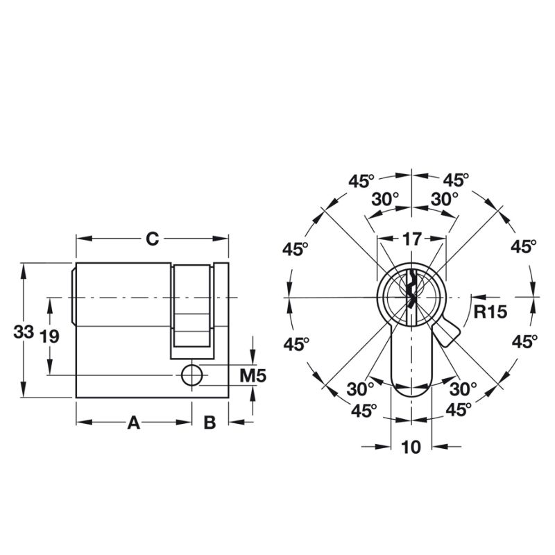 Kích thước ruột khóa 1 đầu Hafele 916.00.604, 50.5mm Đồng thau Kích thước ruột khóa 1 đầu Hafele 916.00.604, 50.5mm Đồng thau
