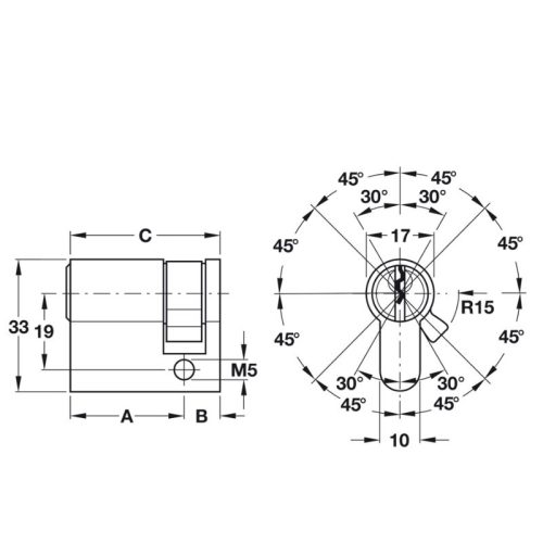Ruột khóa 1 đầu Hafele 916.00.605, 65.5mm Đồng thau 3 Kích thước ruột khóa 1 đầu Hafele 916.00.605, 65.5mm Đồng thau