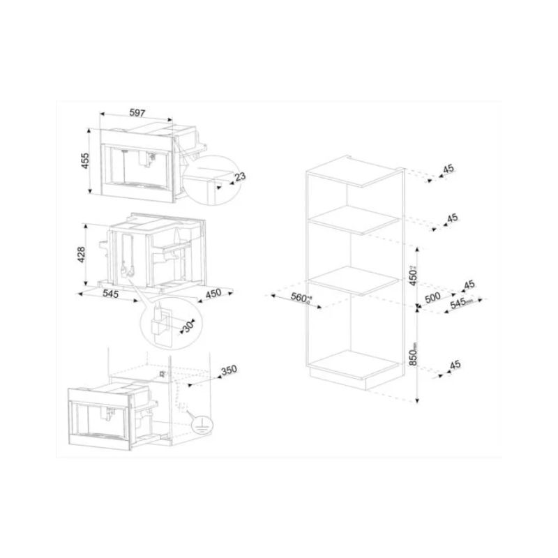 Thiết kế của Máy pha cà phê Hafele DOLCE STILNOVO CMS4604NR 536.54.079 Thiết kế của Máy pha cà phê Hafele DOLCE STILNOVO CMS4604NR 536.54.079