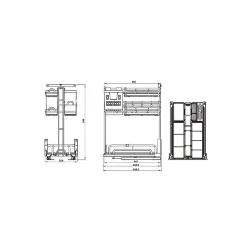 Bộ rổ gia vị dao thớt Hafele Omero 595.00.806 450mm 3 Bộ rổ gia vị dao thớt Hafele Omero 595.00.806 450mm
