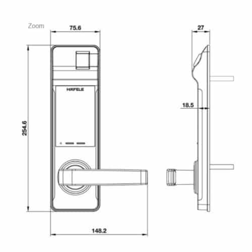 Khóa điện tử Hafele EL7700-TCS 912.05.583 3 Kích thước khóa điện tử Hafele EL7700-TCS 912.05.583