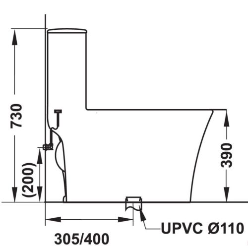 Kích thước bồn cầu 1 khối Sapporo Hafele 588.79.407