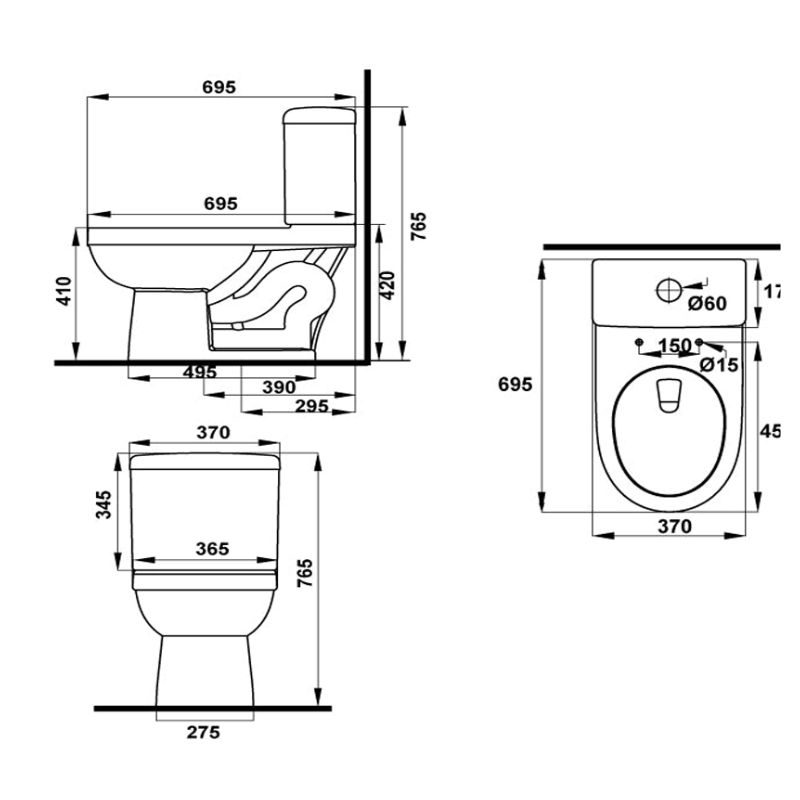Kích thước Bồn cầu 2 khối Compact Hafele 588.79.404 Kích thước bồn cầu 2 khối Compact Hafele 588.79.404