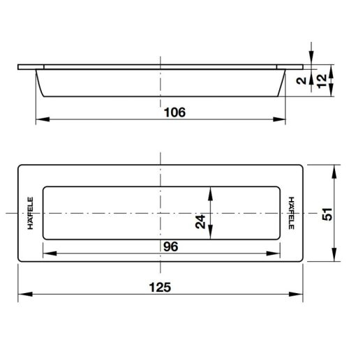 Kích thước tay nắm âm Hafele 489.72.136