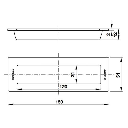 Kích thước tay nắm âm Hafele 489.72.137