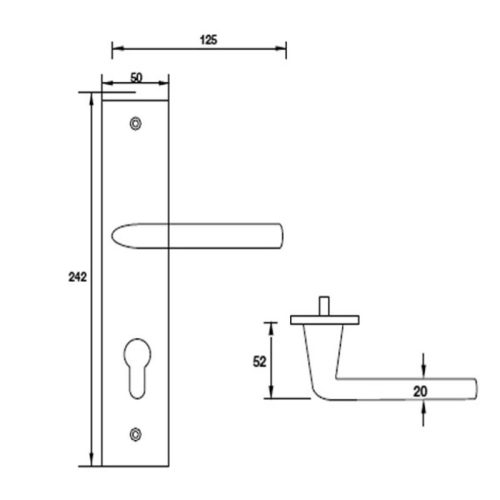 Tay nắm gạt đế dài C/C 72mm Hafele 903.98.452 3 Kích thước tay nắm gạt đế dài C/C 72mm Hafele 903.98.452