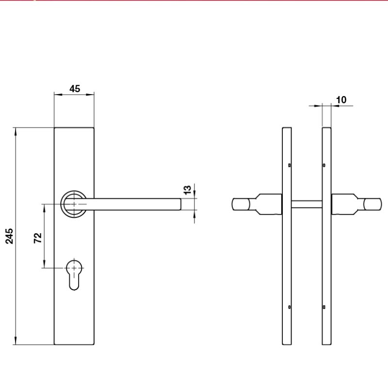 Kích thước tay nắm gạt đế dài C/C 72mm Hafele 903.99.819 Kích thước tay nắm gạt đế dài C/C 72mm Hafele 903.99.819
