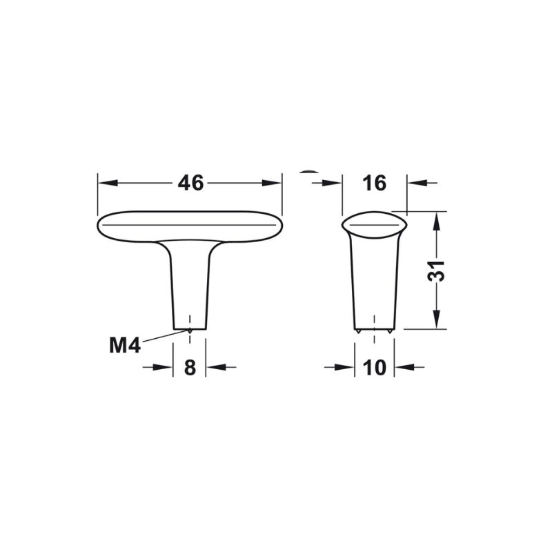 Thiết kế của quả nắm tủ 46mm Hafele H2140 106.70.120 Thiết kế của quả nắm tủ 46mm Hafele H2140 106.70.120