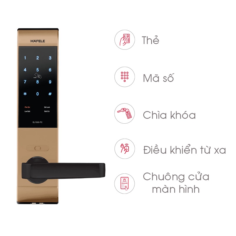 Tính năng Khóa thẻ từ Hafele EL7500-TC 912.20.558 Tính năng Khóa thẻ từ Hafele EL7500-TC 912.20.558