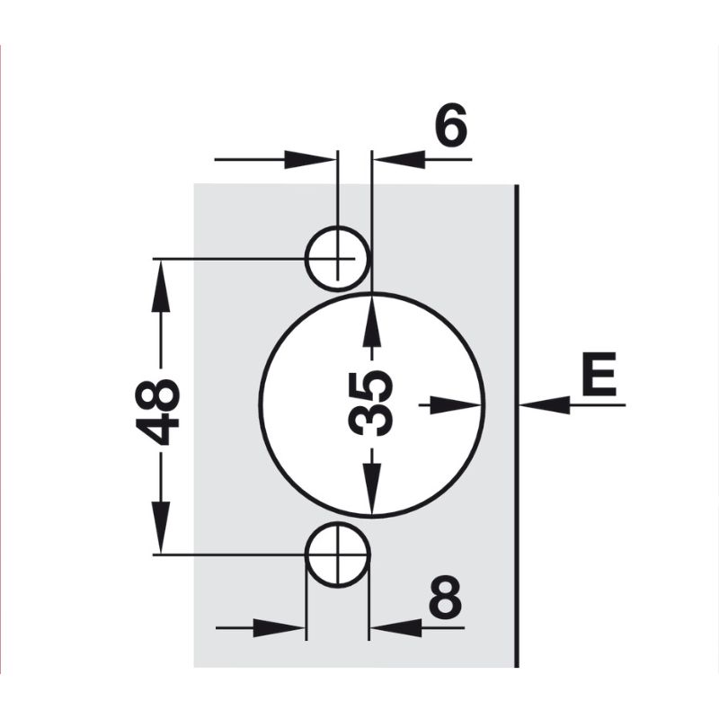 Kích thước khoan bản lề lọt lòng không bật Metalla SM 110° Hafele 315.06.352 Kích thước khoan bản lề lọt lòng không bật Metalla SM 110° Hafele 315.06.352