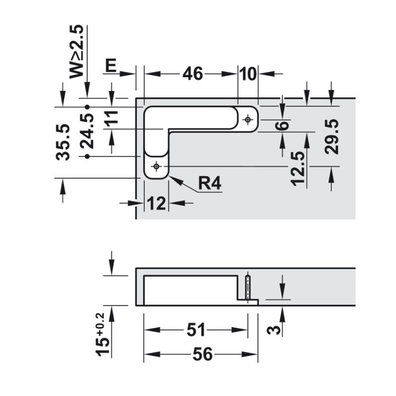 Kích thước bản lề âm 3 chiều Hafele 342.79.700-1 Kích thước bản lề âm 3 chiều Hafele 342.79.700-1