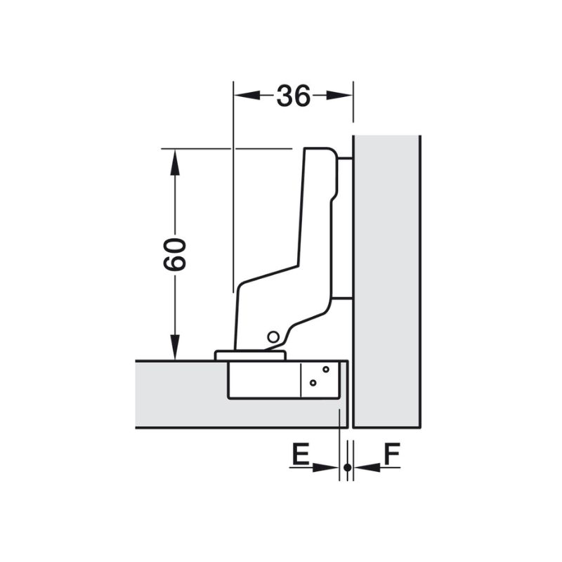 Kích thước bản lề lọt lòng Metalla A 110º Hafele 311.88.532 Kích thước bản lề lọt lòng Metalla A 110º Hafele 311.88.532
