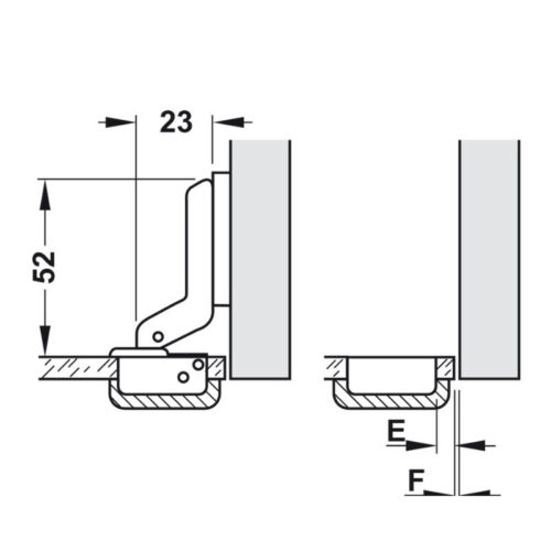 Bản lề lọt lòng Metalla mini A 95º cửa kính Hafele 311.01.075 3 Kích thước bản lề lọt lòng Metalla mini A 95º cửa kính Hafele 311.01.075