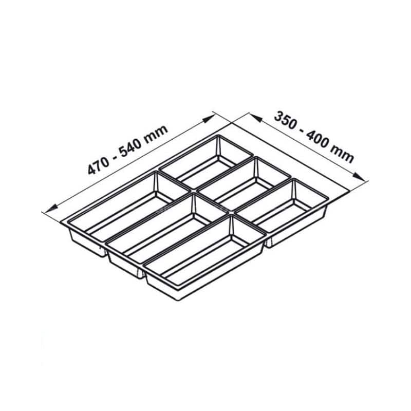 Kích thước khay chia đa năng đựng dao kéo thìa nĩa Hafele 556.52.243 Kích thước khay chia đa năng đựng dao kéo thìa nĩa Hafele 556.52.243