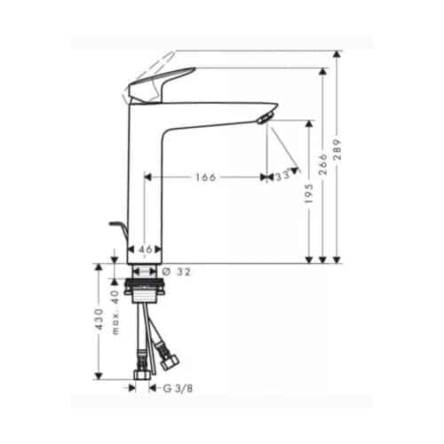 Vòi lavabo Hafele Hansgrohe Logis 190 589.52.406 2 Vòi lavabo Hafele Hansgrohe Logis 190 589.52.406